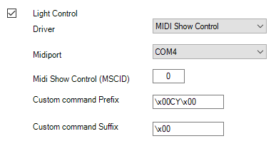 MIDI Show Control settings