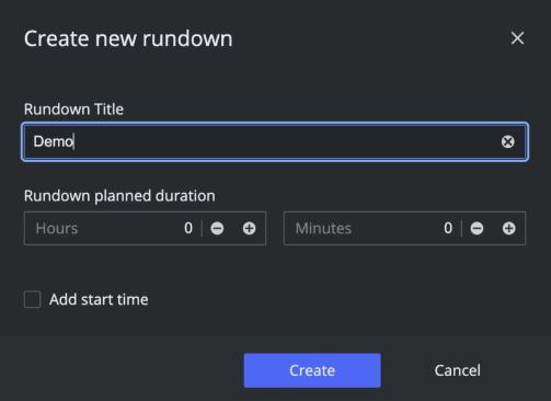 Creating a new rundown